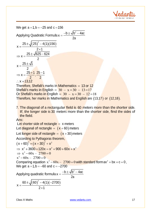 Important Questions of CBSE class 10 Mathematics