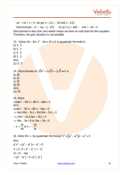 Important Questions of CBSE class 10 Mathematics