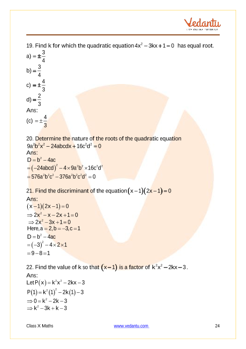 Important Questions of CBSE class 10 Mathematics