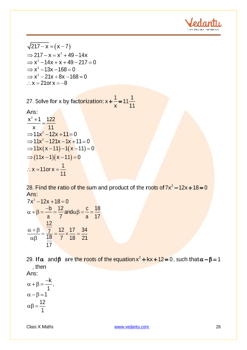 Important Questions of CBSE class 10 Mathematics