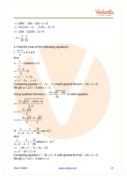 Important Questions of CBSE class 10 Mathematics