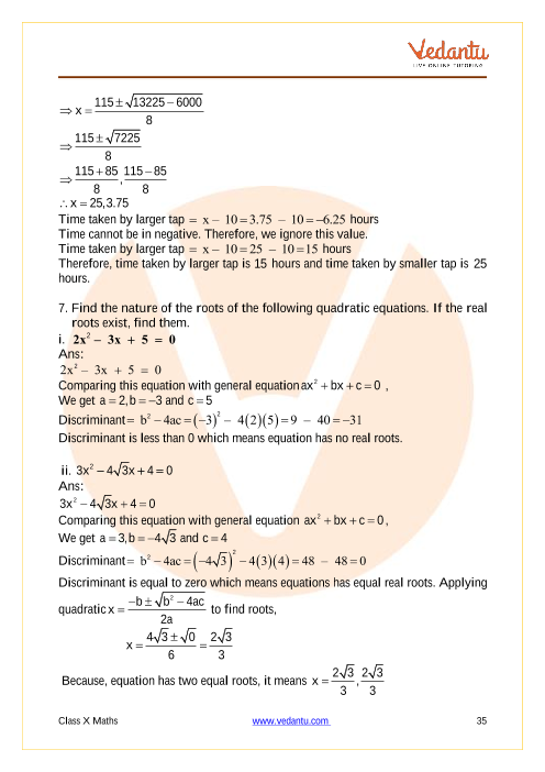 CBSE Class 10 Mathematics - Chapter 4 - Quadratic Equations - Important ...