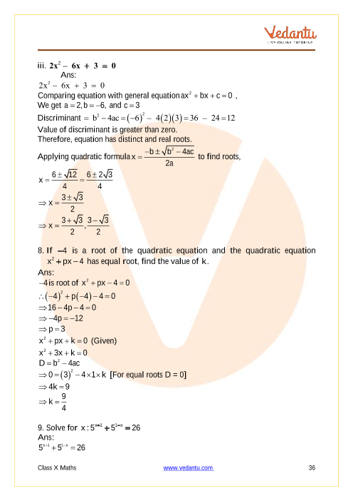 Important Questions of CBSE class 10 Mathematics