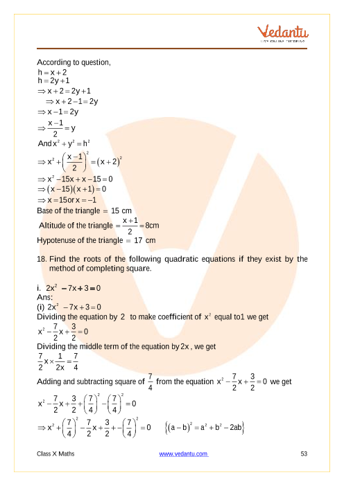 Important Questions of CBSE class 10 Mathematics