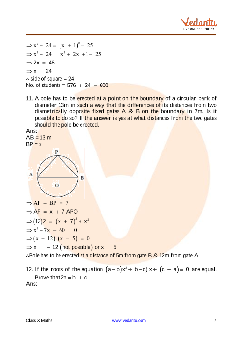 Important Questions of CBSE class 10 Mathematics