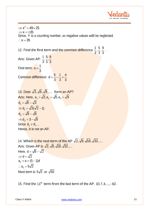 Important Questions of CBSE class 10 Mathematics