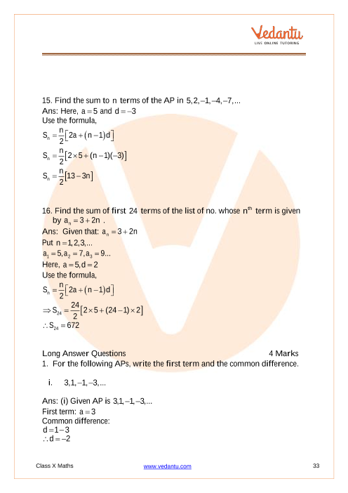 Important Questions of CBSE class 10 Mathematics