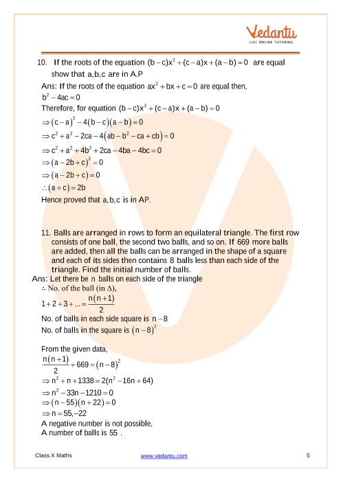 Important Questions of CBSE class 10 Mathematics