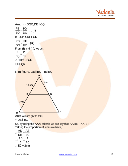 Important Questions For Cbse Class 10 Maths Chapter 6 Triangles