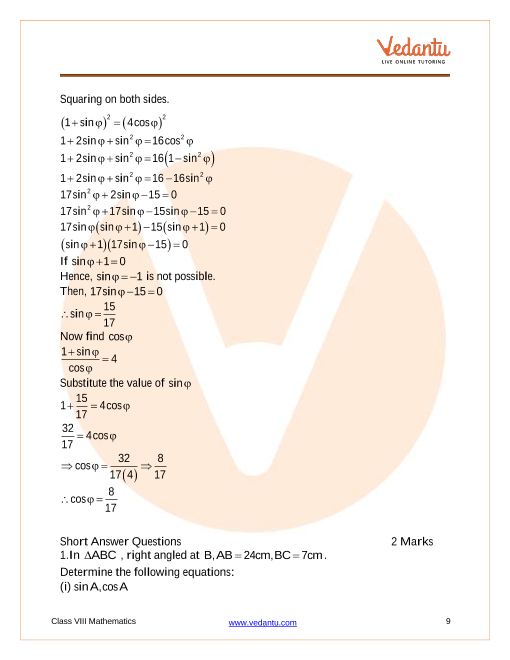 Important Questions of CBSE class 10 Mathematics