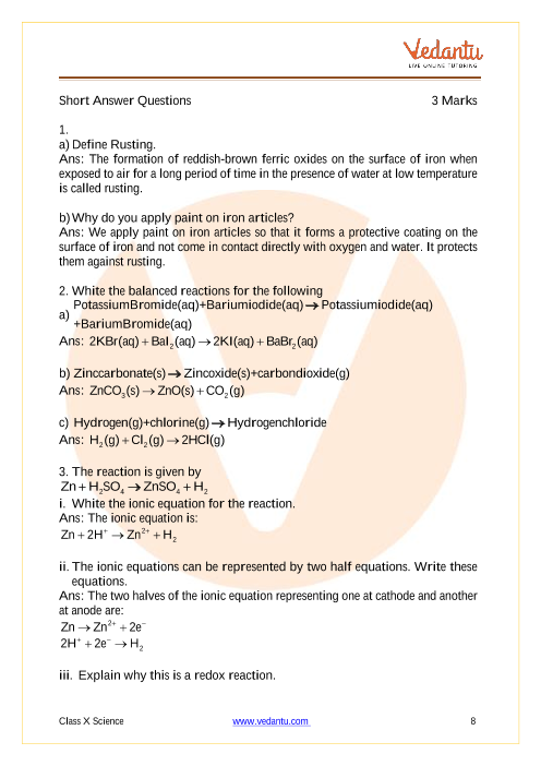 case study questions class 10 science chemistry