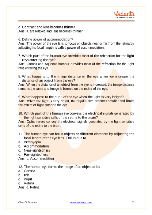 Important Questions of CBSE class 10 Science