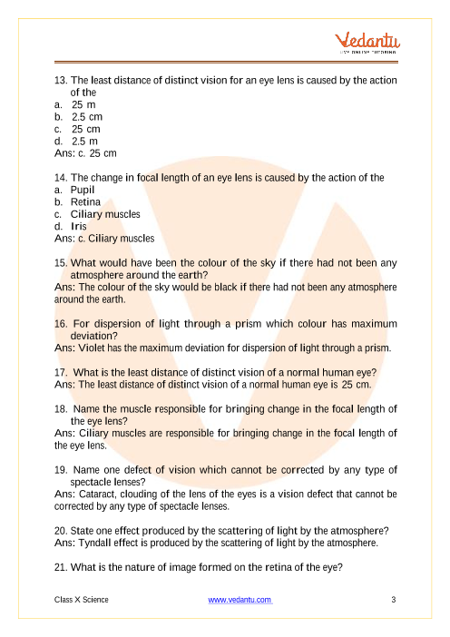 Important Questions of CBSE class 10 Science