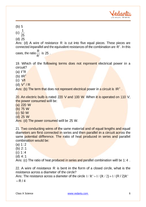 Important Questions of CBSE class 10 Science