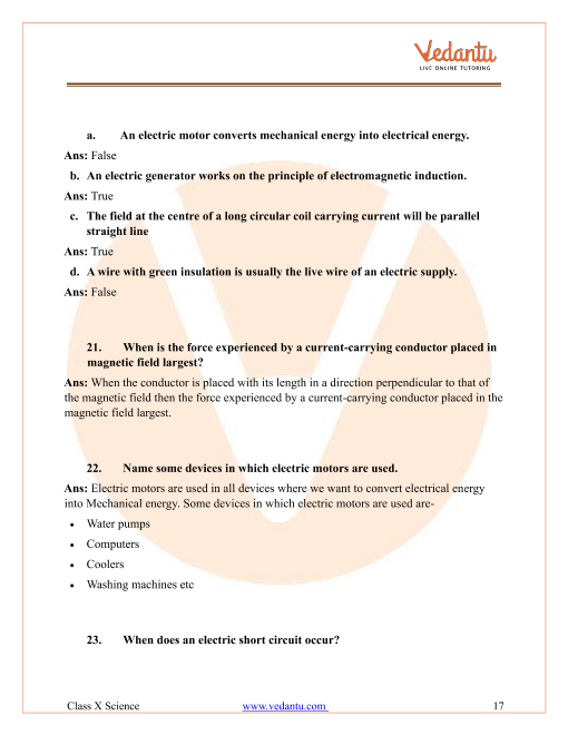 CBSE Class 10 Science - Chapter 12 - Electricity - Important Questions