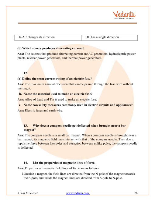 Important Questions of CBSE class 10 Science