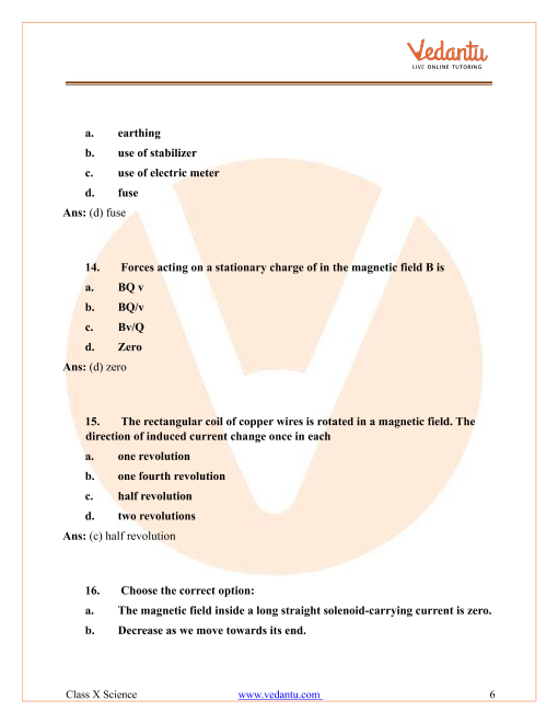 Important Questions of CBSE class 10 Science