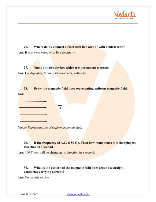 Important Questions of CBSE class 10 Science