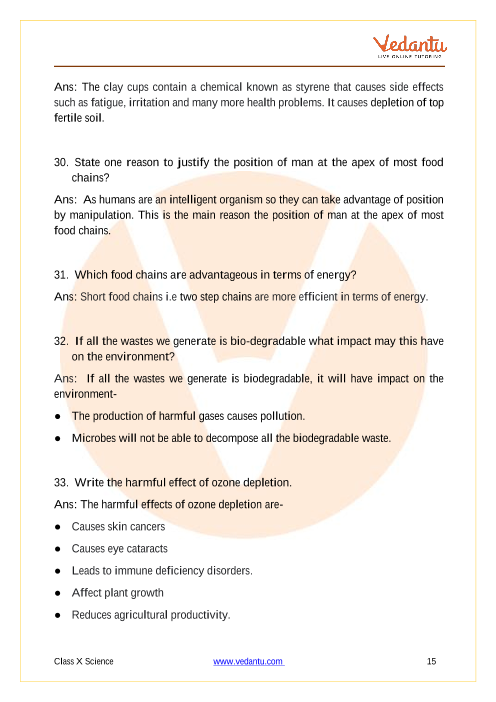 Important Questions of CBSE class 10 Science