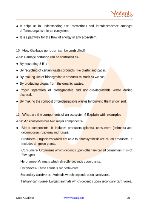 Important Questions of CBSE class 10 Science