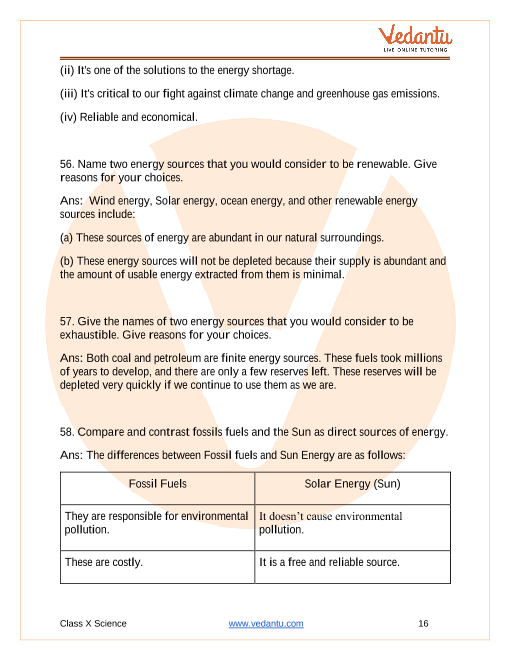 Important Questions of CBSE class 10 Science