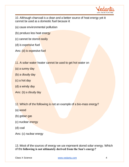 Important Questions of CBSE class 10 Science