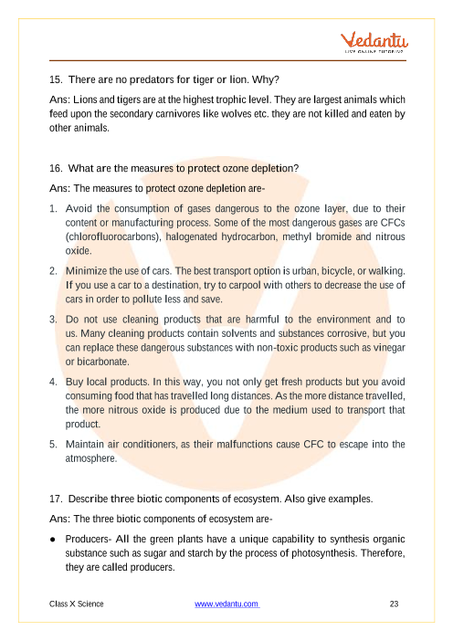 Important Questions of CBSE class 10 Science