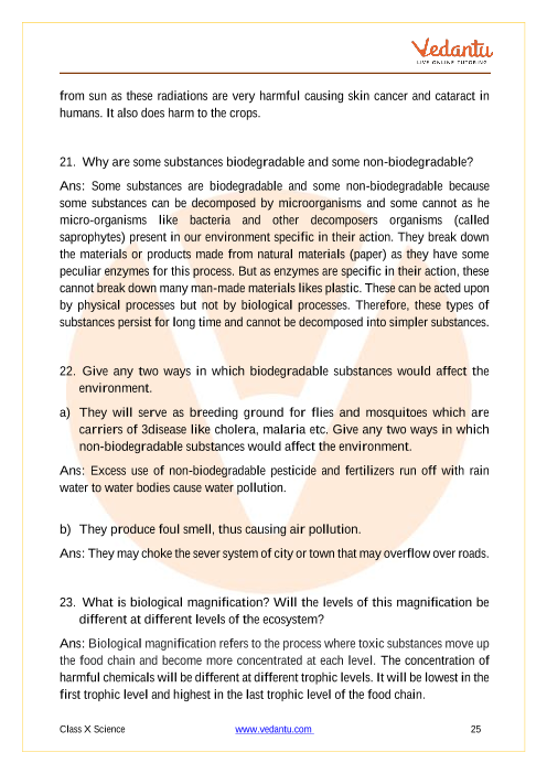 Important Questions of CBSE class 10 Science