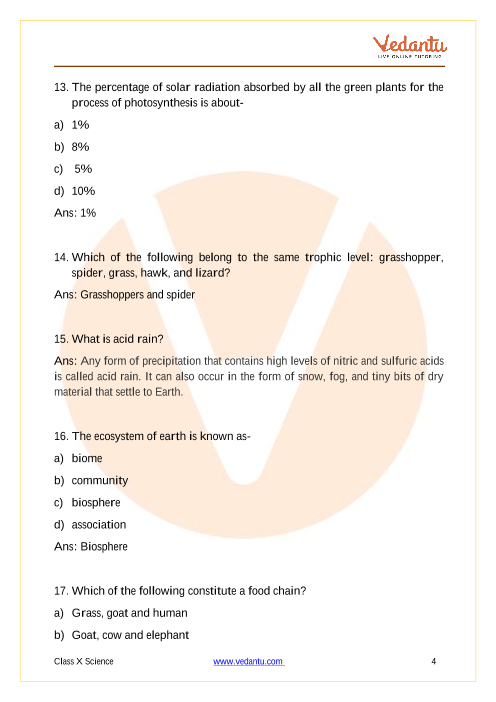 Important Questions of CBSE class 10 Science