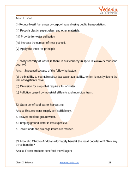 Important Questions of CBSE class 10 Science