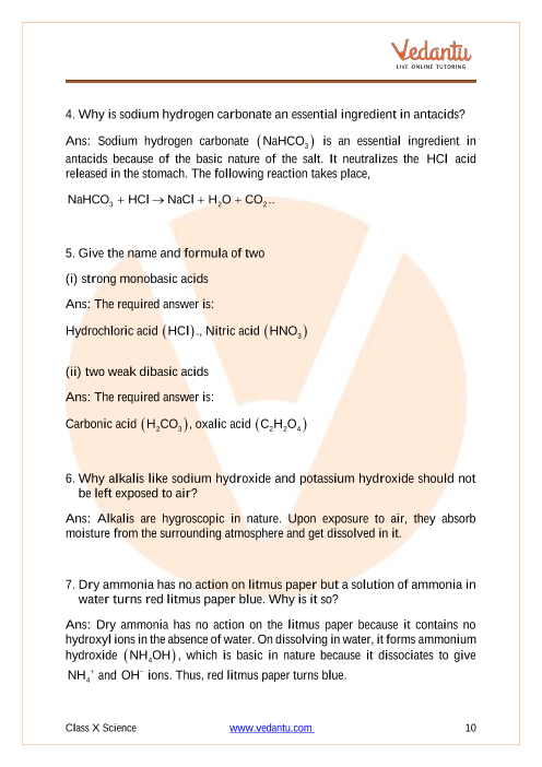 Important Questions of CBSE class 10 Science