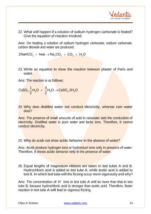 Important Questions of CBSE class 10 Science