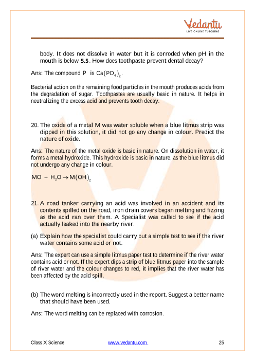 Important Questions of CBSE class 10 Science