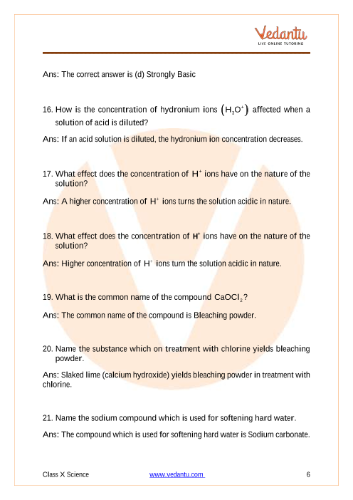 Important Questions of CBSE class 10 Science