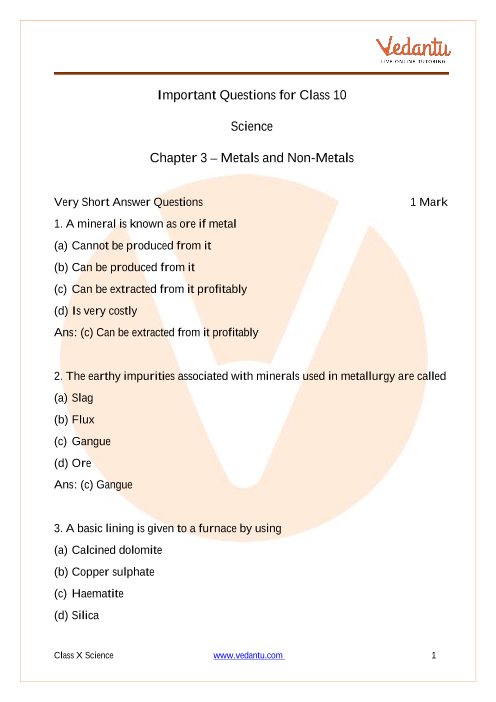 case study questions class 10 science metals and nonmetals