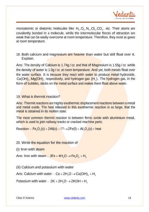 CBSE Class 10 Science - Chapter 3 - Metals And Non-metals - Important ...