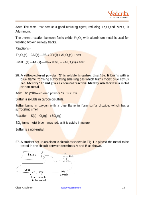 Important Questions of CBSE class 10 Science