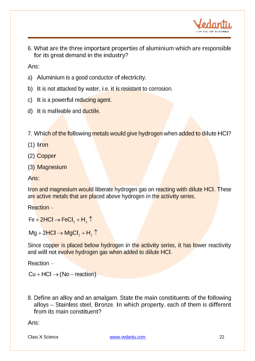 Important Questions of CBSE class 10 Science