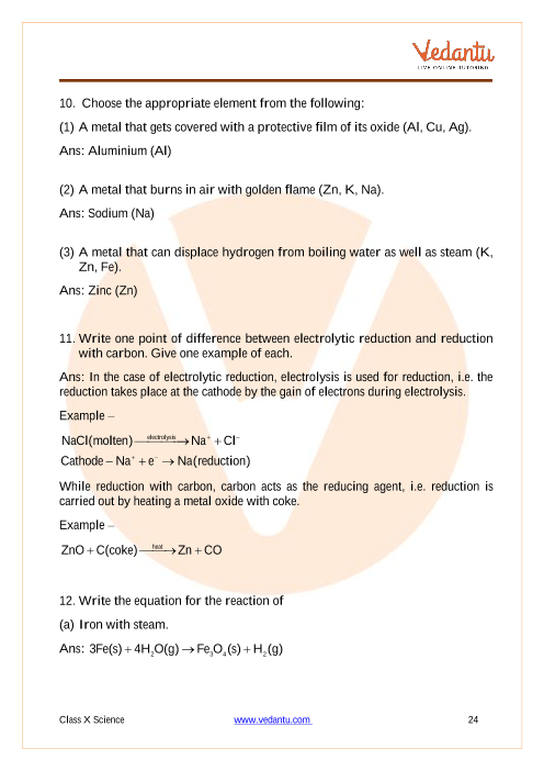 Important Questions of CBSE class 10 Science