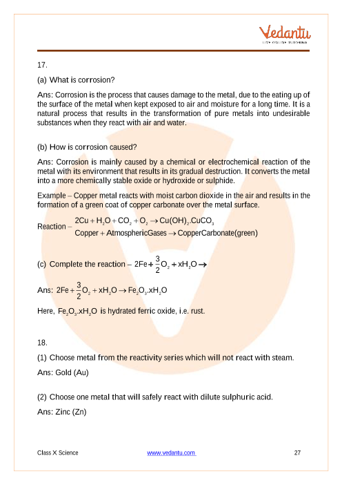 Important Questions of CBSE class 10 Science