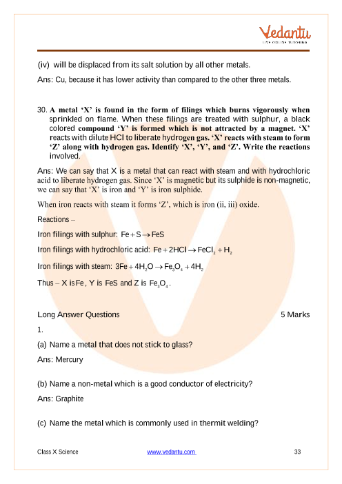 Important Questions of CBSE class 10 Science