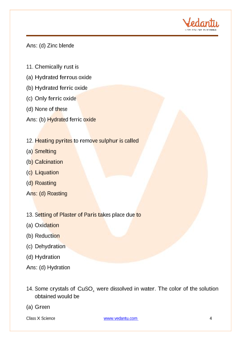 CBSE Class 10 Science - Chapter 3 - Metals And Non-metals - Important ...