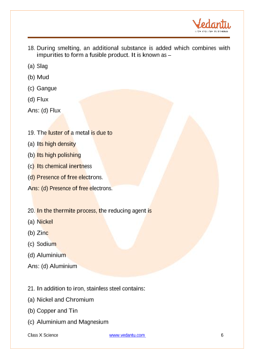 Important Questions of CBSE class 10 Science