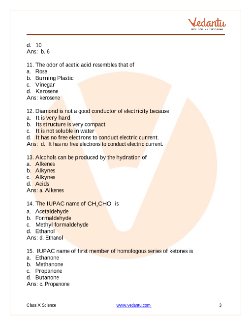 Important Questions of CBSE class 10 Science