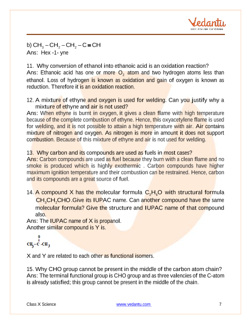 Important Questions of CBSE class 10 Science