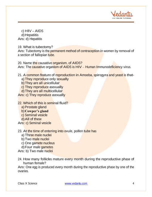 Important Questions of CBSE class 10 Science