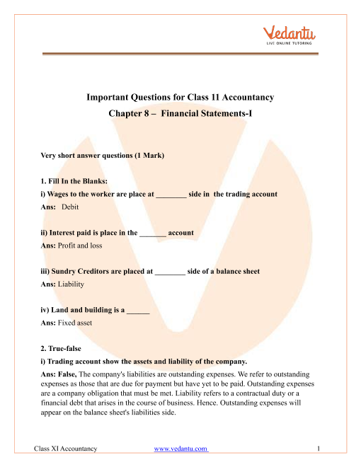 Important Questions For Cbse Class 11 Accountancy Chapter 8 Bill Of Exchange