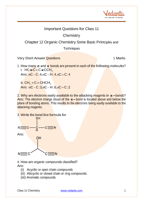 case study questions on organic chemistry class 11