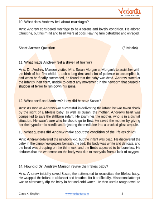 Important Questions for CBSE Class 11 English Snapshots Chapter 7 - Birth