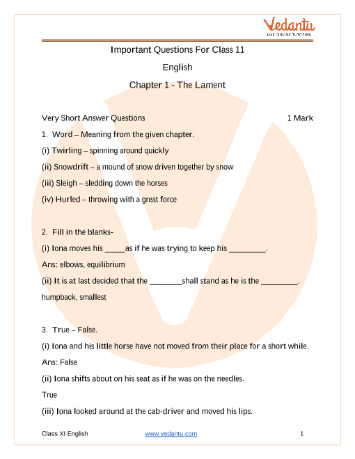 class 11 english woven words chapter 1 question answer